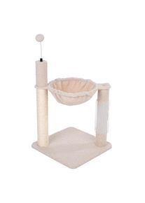 TIAKI Shearly Kratzbaum mit Hängematte beige für Katzen