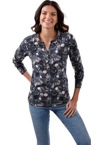 Damen Langarmshirt mit Rundhals-Ausschnitt anthrazit-bedruckt