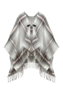 Lascana Strickponcho, modisches Karo Muster & Schnalle, Karotuch, Poncho, Cape, Schal, VEGAN