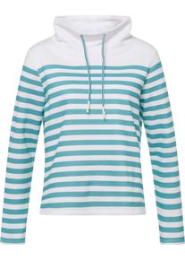 Damen Sweatshirt im Marine-Stil weiss-ozean-geringelt