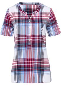 Damen Karobluse rot-himmelblau-kariert