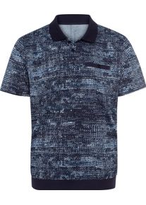 Herren Poloshirt mit Melange-Druck marine-gemustert