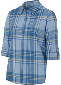 Damen Karobluse eisblau-apricot-kariert