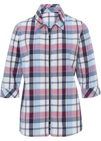 Damen Karobluse mit Reissverschluss fuchsia-marine-kariert