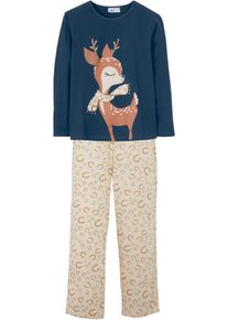 Pyjama aus reiner Bio-Baumwolle (2-tlg. Set) in blau, Grösse 104/110, 100% Baumwolle, bonprix