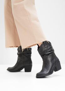 Cowboy-Boots mit Raffung in schwarz, Grösse 43, bonprix
