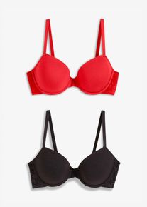 Schalen-BH mit Bügel mit Bio-Baumwolle (2er Pack) in rot, Grösse 85B, 95% Baumwolle, bonprix