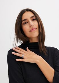Ring veredelt mit Glaskristallsteinen in silber, Grösse 21, bonprix