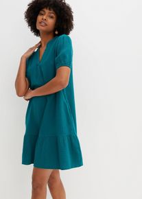 Minikleid aus Musselin in petrol, Grösse 48, 100% Baumwolle, bonprix