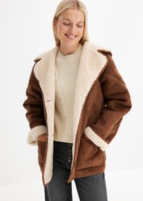Shearling Jacke mit Kapuze in braun, Gr&ouml;sse 42, bonprix