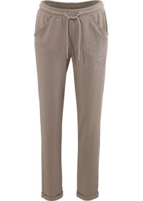 Damen Sweathose mit Bl&uuml;tenstickerei sesam