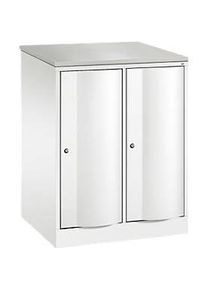 C+P Garderobenschrank Resisto, 2 Abteile, 2 F&auml;cher, B 772 x T 640 x H 1077 mm, Verkehrsweiss