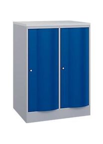 C+P Garderobenschrank Resisto, 2 Abteile, 2 F&auml;cher, B 772 x T 640 x H 1077 mm, Weissalu/Enzianblau