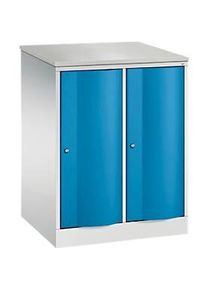 C+P Garderobenschrank Resisto, 2 Abteile, 2 F&auml;cher, B 772 x T 640 x H 1077 mm, Lichtgrau/Lichtblau