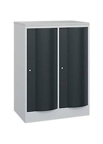 C+P Garderobenschrank Resisto, 2 Abteile, 2 F&auml;cher, B 772 x T 540 x H 1077 mm, Lichtgrau/Anthrazitgrau
