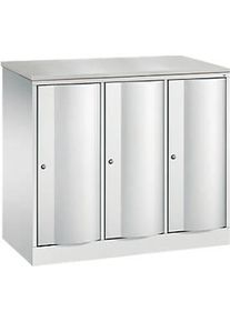 C+P Garderobenschrank Resisto, 3 Abteile, 3 F&auml;cher, B 1148 x T 540 x H 1077 mm, Lichtgrau