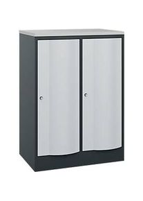 C+P Garderobenschrank Resisto, 2 Abteile, 2 F&auml;cher, B 772 x T 540 x H 1077 mm, Anthrazitgrau/Lichtgrau