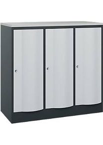 C+P Garderobenschrank Resisto, 3 Abteile, 3 F&auml;cher, B 1148 x T 540 x H 1077 mm, Anthrazitgrau/Lichtgrau