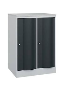 C+P Garderobenschrank Resisto, 2 Abteile, 2 F&auml;cher, B 772 x T 640 x H 1077 mm, Lichtgrau/Anthrazitgrau