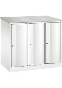 C+P Garderobenschrank Resisto, 3 Abteile, 3 F&auml;cher, B 1148 x T 640 x H 1077 mm, Verkehrsweiss