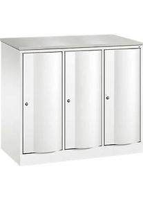 C+P Garderobenschrank Resisto, 3 Abteile, 3 F&auml;cher, B 1148 x T 540 x H 1077 mm, Verkehrsweiss