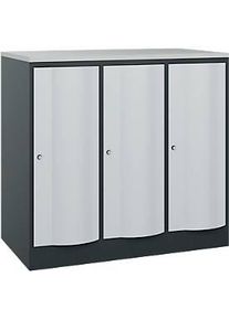 C+P Garderobenschrank Resisto, 3 Abteile, 3 F&auml;cher, B 1148 x T 640 x H 1077 mm, Anthrazitgrau/Lichtgrau