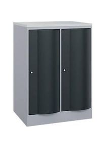 C+P Garderobenschrank Resisto, 2 Abteile, 2 F&auml;cher, B 772 x T 640 x H 1077 mm, Weissalu/Anthrazitgrau