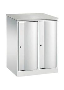 C+P Garderobenschrank Resisto, 2 Abteile, 2 F&auml;cher, B 772 x T 640 x H 1077 mm, Lichtgrau