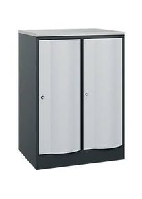 C+P Garderobenschrank Resisto, 2 Abteile, 2 F&auml;cher, B 772 x T 640 x H 1077 mm, Anthrazitgrau/Lichtgrau