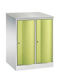 C+P Garderobenschrank Resisto, 2 Abteile, 2 F&auml;cher, B 772 x T 640 x H 1077 mm, Lichtgrau/Clowngr&uuml;n