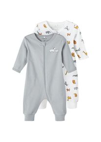 name it Schlafoverall »NBNNIGHTSUIT 2P ZIP SAFARI NOOS«, (Packung, 2 tlg.) grau 50 N-Gr Quarry 2-er Set Schlafanzug von name it