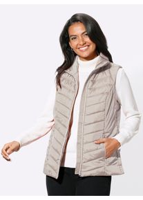 WITT Damen Steppweste mit Seitenschlitzen mit Druckknopf, sesam, Gr&ouml;&szlig;e 44, 100% Polyester. Wattierung: 100% Polyester