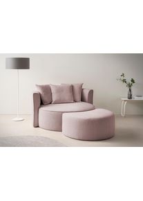 LeGer Home by Lena Gercke XXL-Sessel »Isalie, Rundsessel mit Hocker, Lesesessel, Loveseat, Big-Sessel«, (Set), trendige Stoffe, mit 3 Zierkissen, grosse Sitzfläche