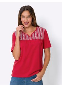 WITT Damen Tunikashirt mit Ethno-Druck, erdbeere-ecru-bedruckt, Gr&ouml;&szlig;e 50, 100% Baumwolle