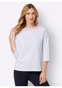 WITT Damen 3/4-Arm-Shirt mit transparenter Blüten-Spitze, weiß, Größe 50, 100% Baumwolle. Spitze: 100% Polyester