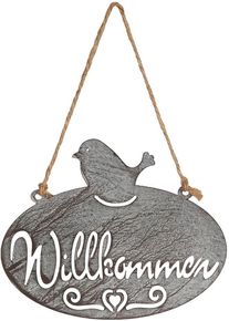 AMBIENTE HAUS Gartenstecker »Willkommen Schild mit Vogel (B) 20cm«, (1 St.)