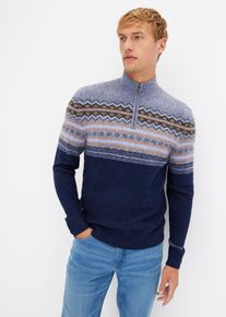 Norweger-Pullover mit Stehkragen in blau, Grösse 68/70 (4XL), bonprix
