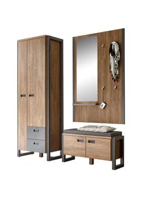 Home Affaire Garderoben-Set »Detroit«, (Set, 3 St.) braun braun/schieferfarben Auflistung Set-Bestandteile Garderobensschrank DETROIT, Schuhbank...