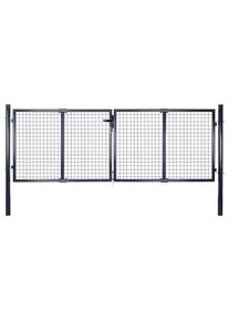 vidaXL Mesh-Gartentor Verzinkter Stahl 289 x 75 cm Grau