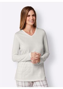 wäschepur Witt Damen Schlafanzug-Shirt, ecru, Größe 36/38, 50% Baumwolle, 50% Modal