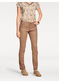 Heine Witt Damen R&ouml;hrenhose in Stretch-Qualit&auml;t, nougat, Gr&ouml;&szlig;e 18, 98% Baumwolle, 2% Elasthan. Beschichtung: 100% Polyurethan