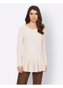 Heine Witt Damen Rundhalspullover mit Sch&ouml;sschen, ecru, Gr&ouml;&szlig;e 34, 70% Viskose, 30% Polyamid