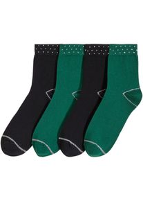 Halbsocken mit Schmucksteinen mit Bio-Baumwolle (4er Pack) in schwarz, Grösse 31-34, bonprix