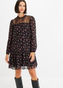 Chiffonkleid in schwarz, Grösse 36, bonprix