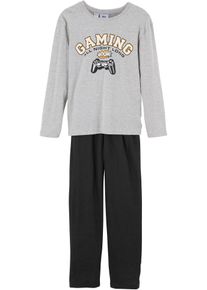 Pyjama mit weicher Baumwolle (2-tlg. Set) in grau, Grösse 176/182, bonprix