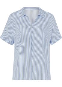 Damen Schlupfbluse mit garngef&auml;rbtem Streifenmuster bleu-weiss-gestreift