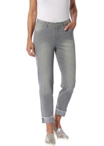 Damen 7/8-Jeans mit Fransen am Beinaufschlag light grey-denim