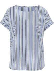 Damen Schlupfbluse in Seersucker-Qualität weiss-lavendel-gestreift