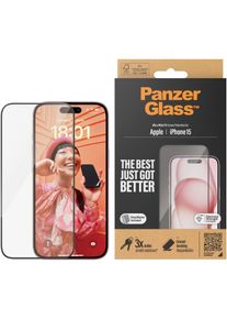 PanzerGlass Displayschutzglas »Displayschutz iPhone 15«, für iPhone 15, (1 St., Displayschutz mit Installationshilfe EasyAligner), Kratz-& Stossfest, Antibakteriell, Vergilbungsresistent