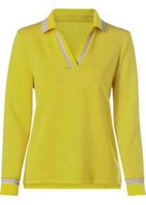 Damen Poloshirt mit Kontrast-Akzenten limone-sand-gemustert
